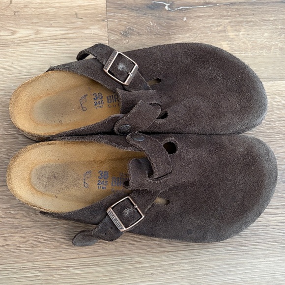 Birkenstock Dark Brown Suede Boston Clog Soft Footbed 38 - Picture 4 of 4